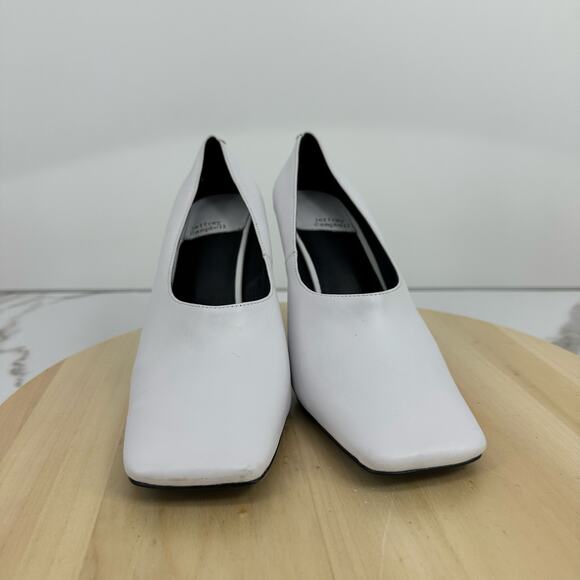 Jeffrey Campbell Women's Shoes Natalya Square Toe Pumps Size 10 White Minimalist - Picture 2 of 13